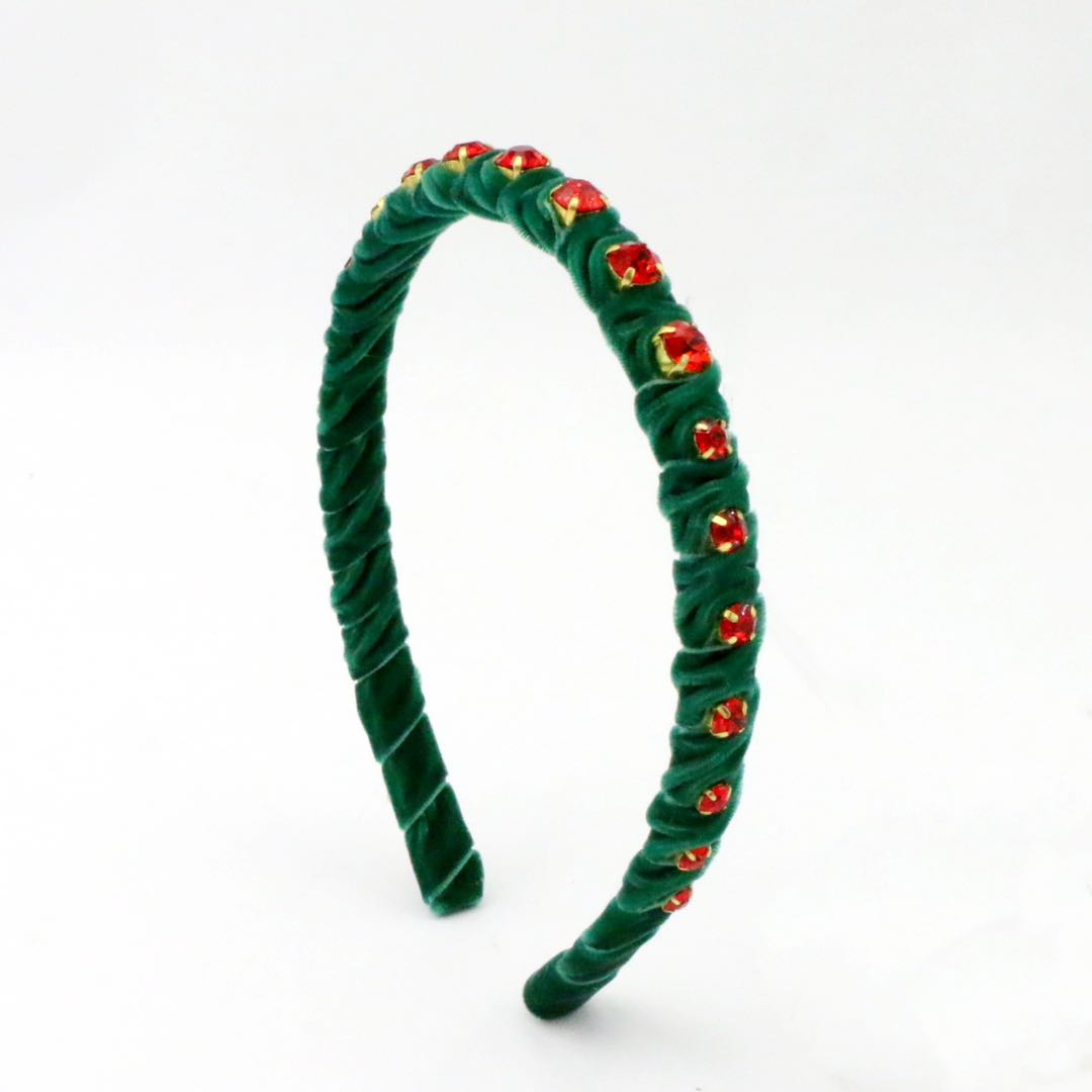 Green Velvet Stones Headband