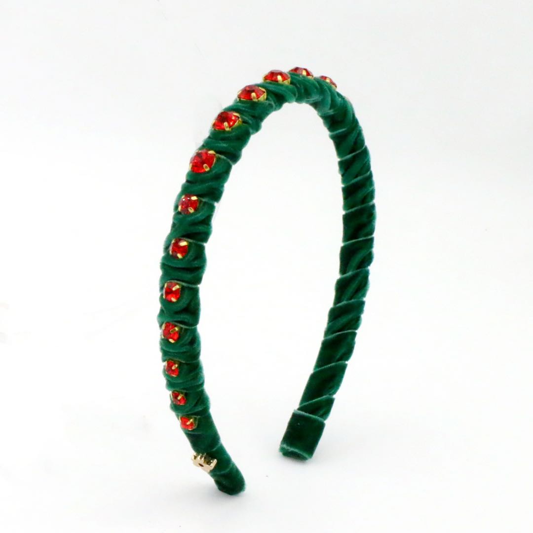 Green Velvet Stones Headband