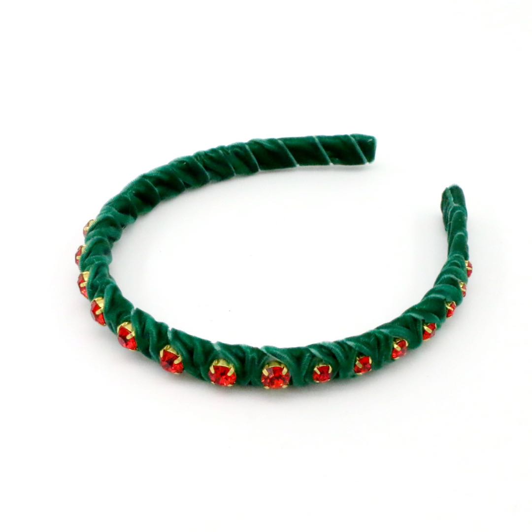 Green Velvet Stones Headband