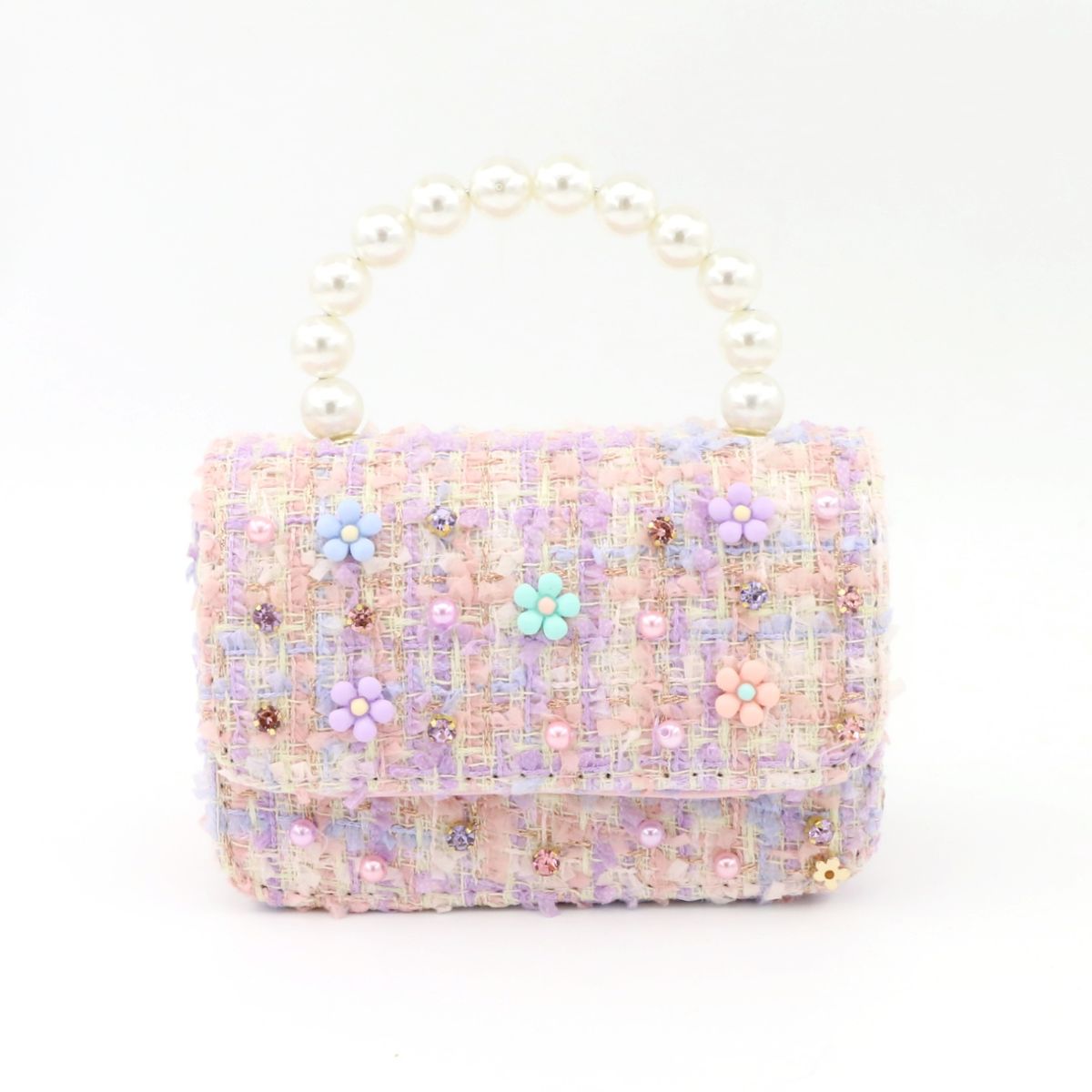 Multi Flower Tweed Purse