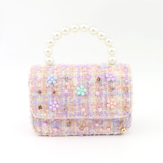 Multi Flower Tweed Purse