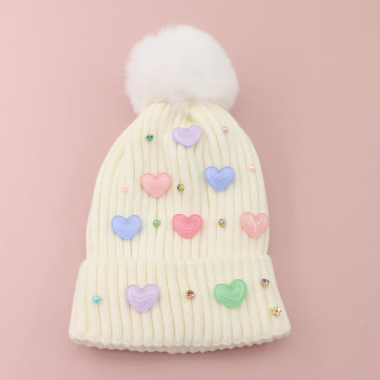 Multi Heart Knit Beanie