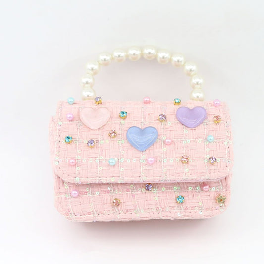 Pastel Hearts Tweed Purse