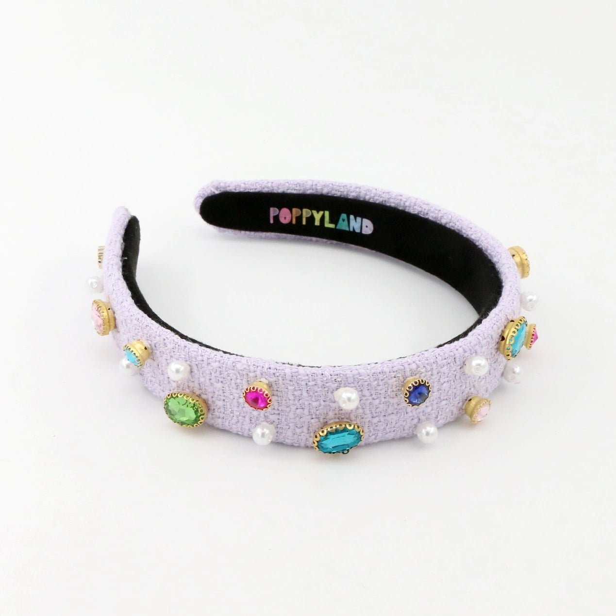 Light Purple Tweed Bejeweled Headband