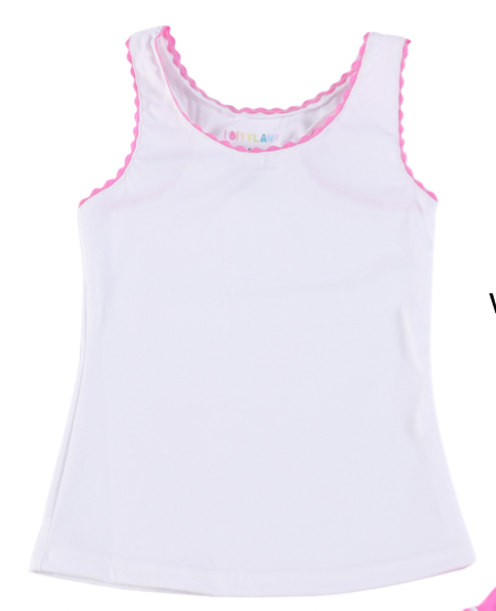 Tally Tank Snow with Haute Pink